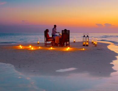 Middag i solnedgången