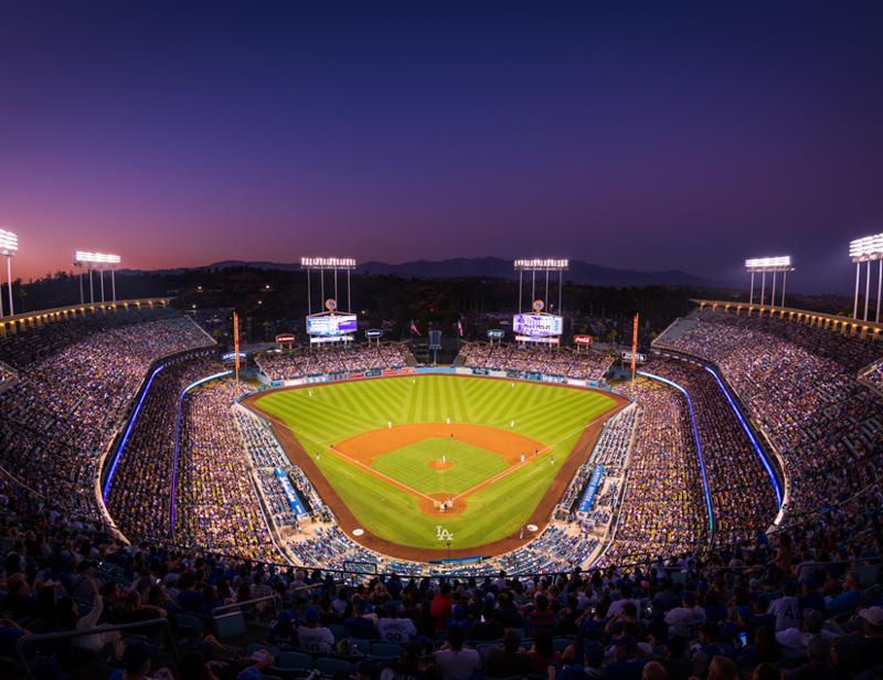 Baseballmatch på Dodger Stadium