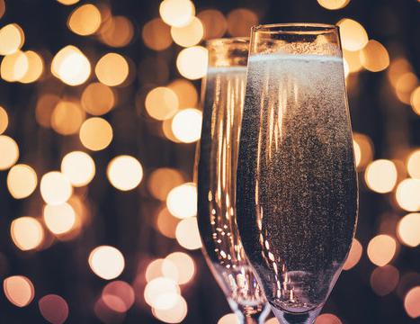 Celebration champagne on the flight